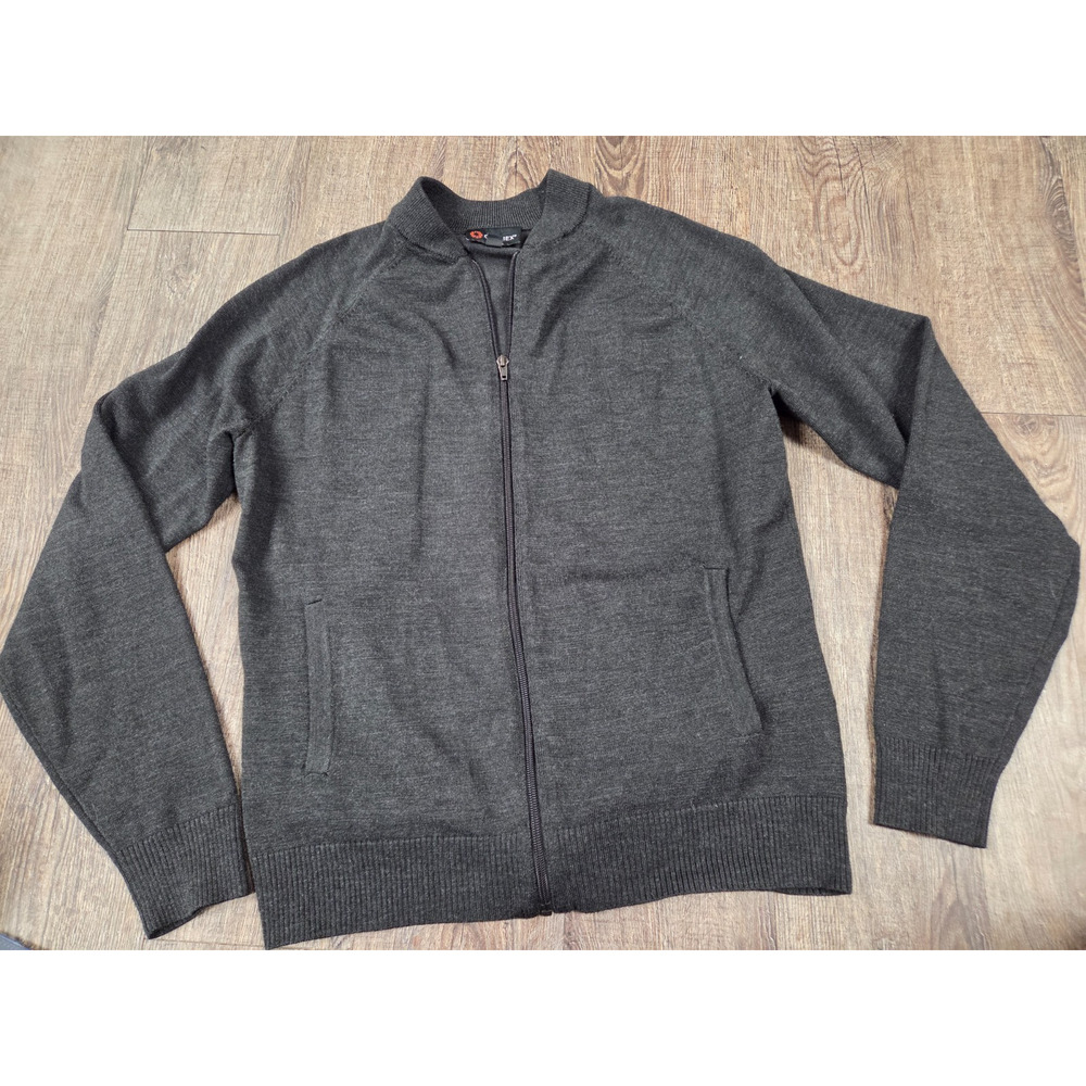 Cobmex Men’s Full Zip Bomber with Pockets Cardigan Sweater Black Medium 4409